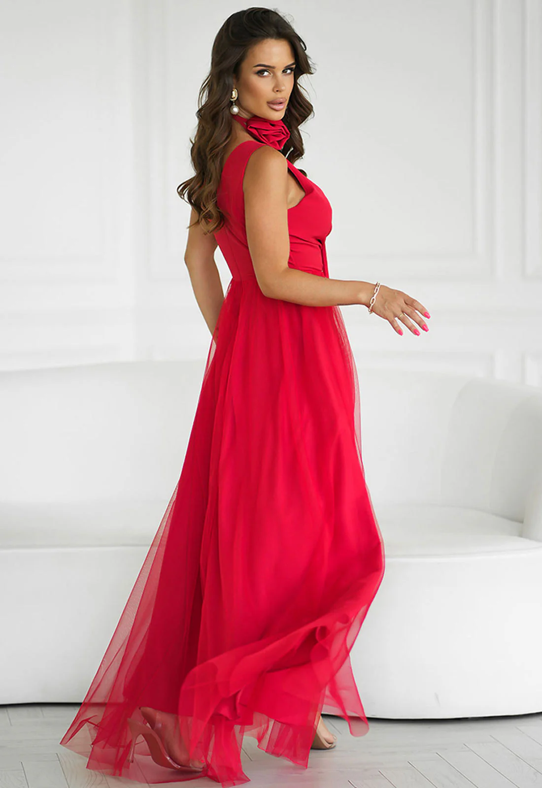 LBD Exclusive Red Angelina Tulle Dress - Image 4