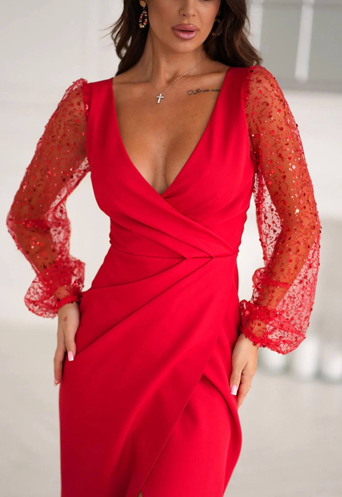 LBD Exclusive Red Harper Cocktail Dress - Image 6