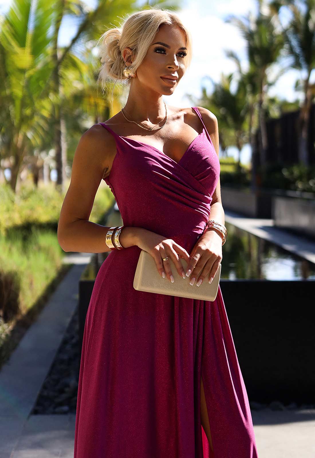 LBD Exclusive Fuschia Pink Chiara Maxi Dress - Image 2