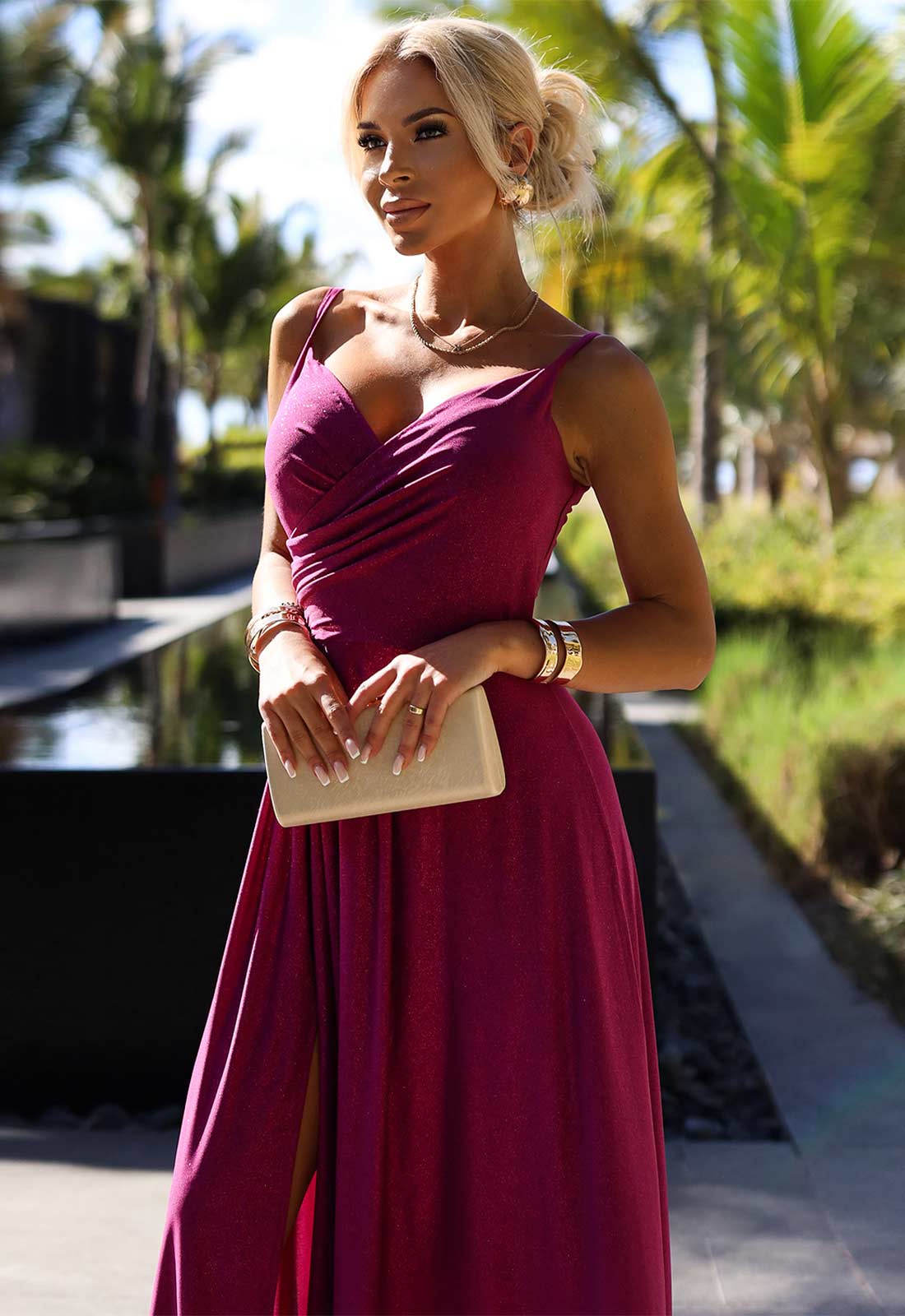LBD Exclusive Fuschia Pink Chiara Maxi Dress - Image 3