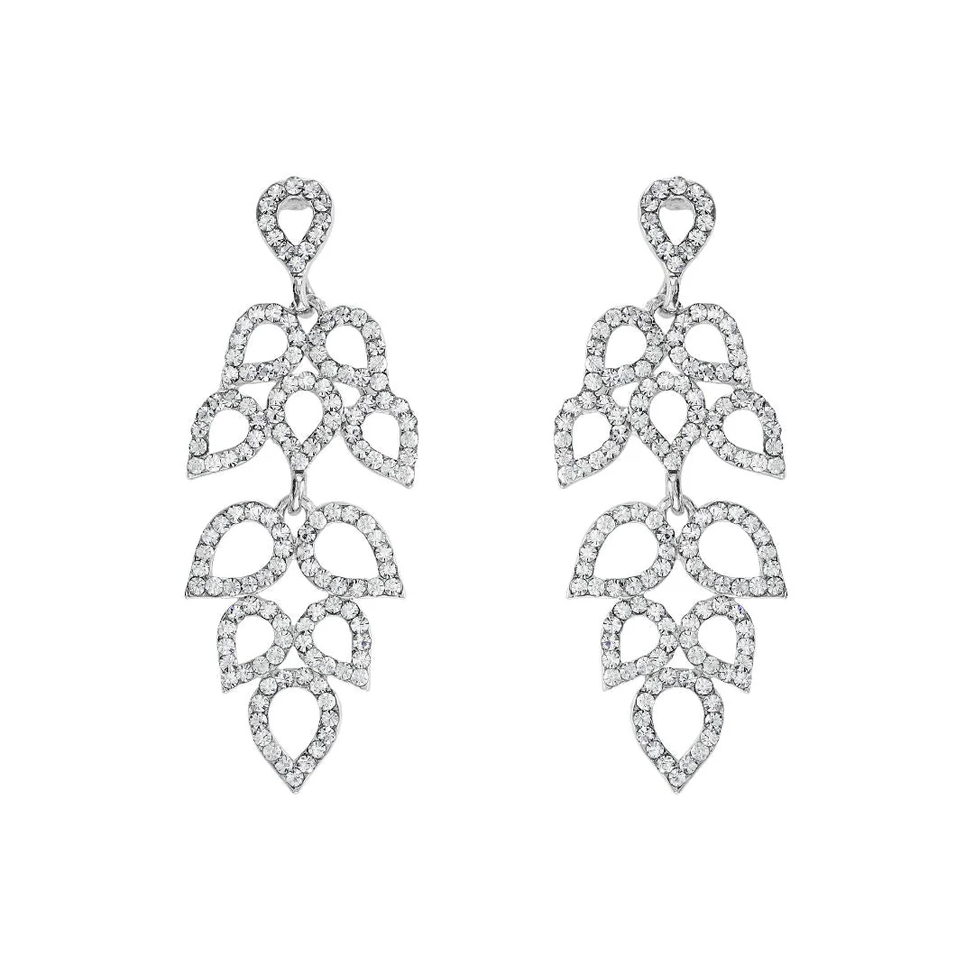 loveRocks Filigree Crystal Leaves Chandelier Earring