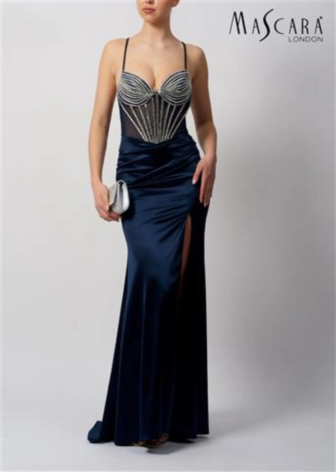 Mascara London Shiny Jersey Ink Prom Dress