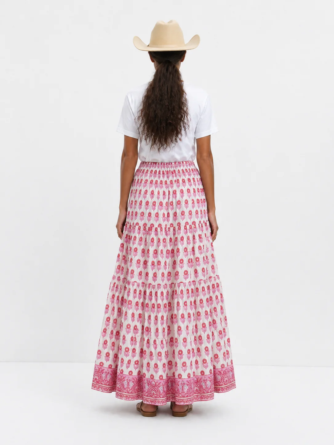 Maxi Gypsy Skirt in Cotton Voile Woodblock Print with cotton Lining - Image 3