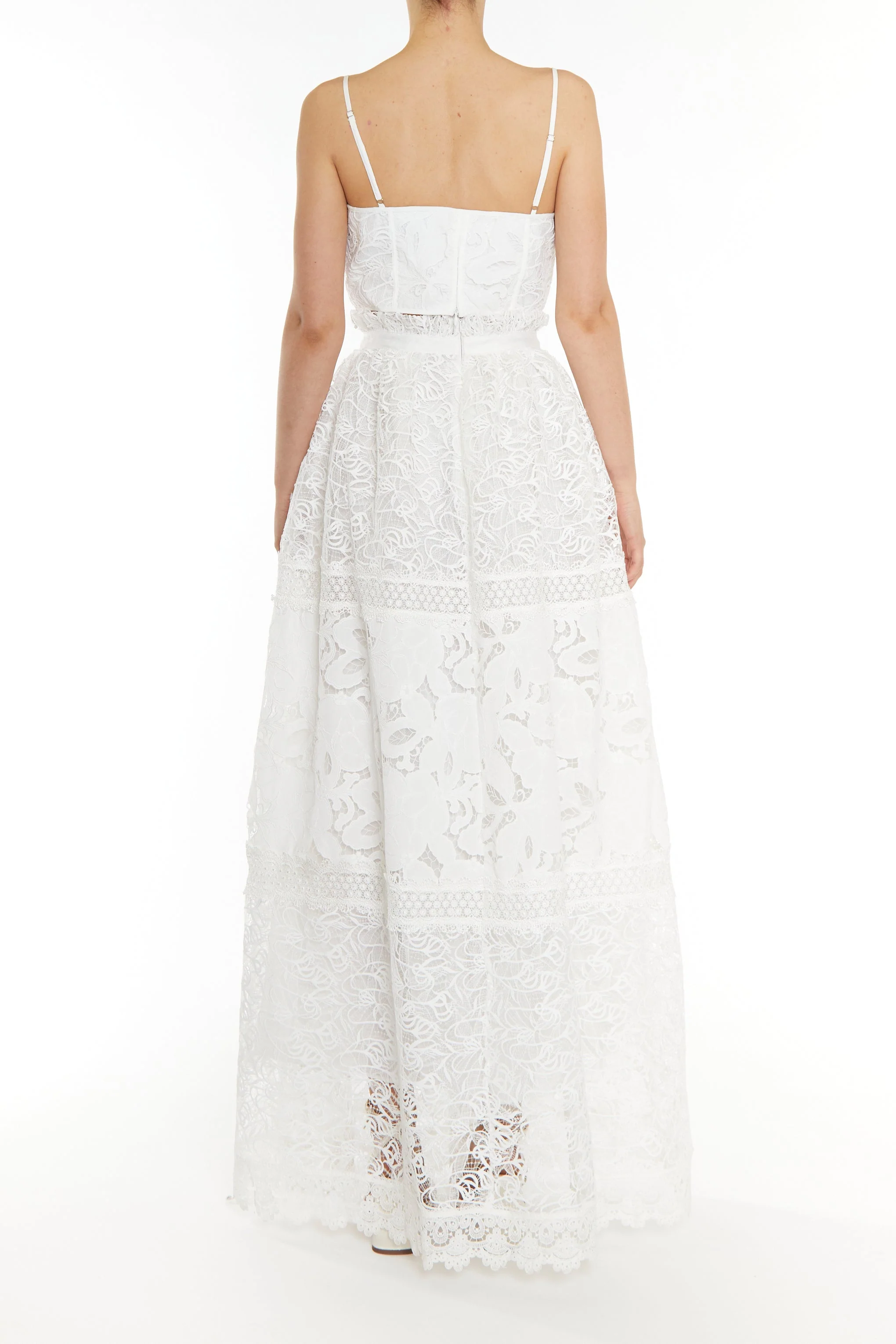 true Decadence Melissa Co-ord White Patchwork Lace Corset Style Crop Top - Image 2