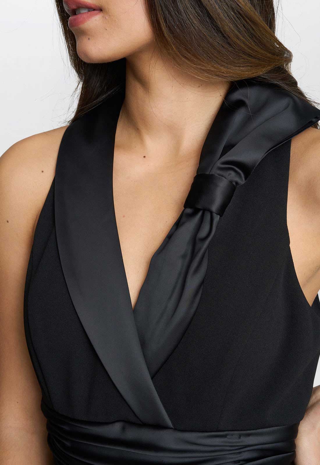 Gina Bacconi Black Melodie Crepe Jumpsuit With Satin Bow - Image 2