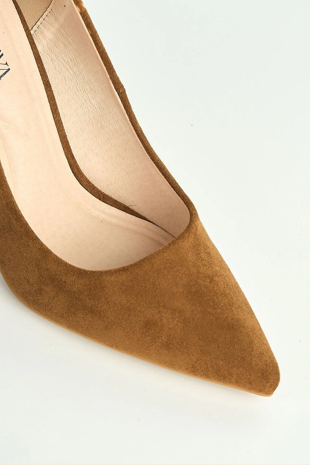 Mila High Stiletto Faux Sued Heel Court Shoe in Tan - Image 6