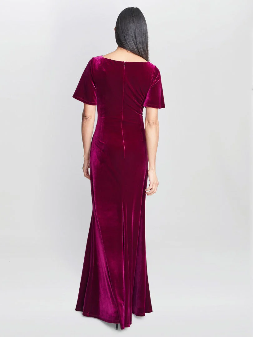 Gina Bacconi Minka Velvet Maxi Dress With Cowl Neck - Image 2