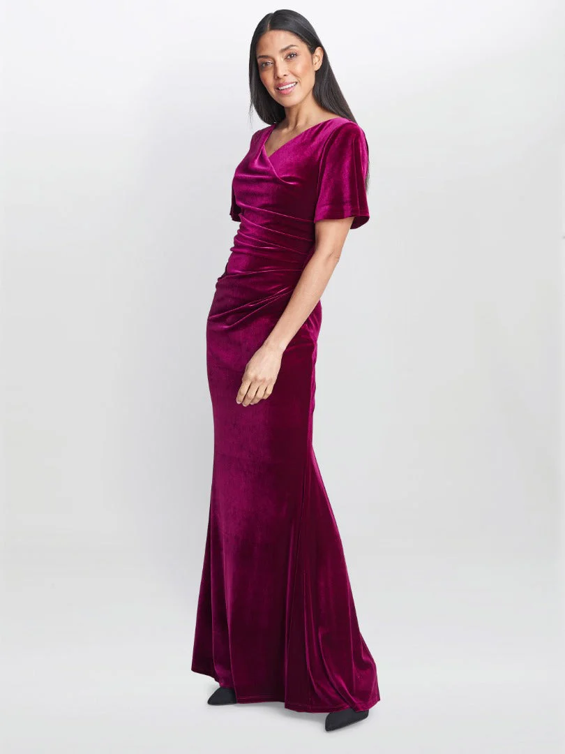 Gina Bacconi Minka Velvet Maxi Dress With Cowl Neck - Image 4