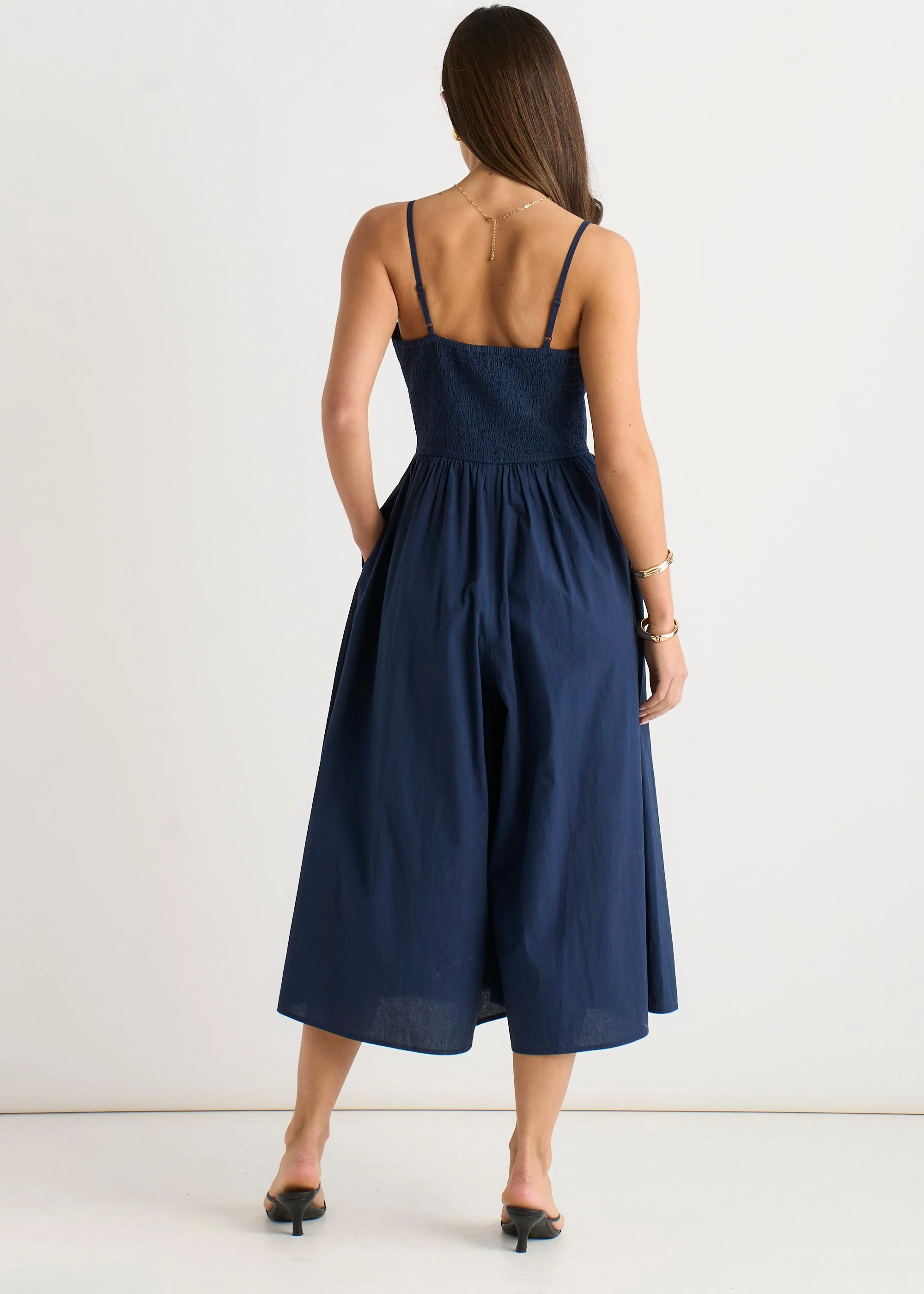 Navy Wide Leg Strappy Jumpsuit - Image 2