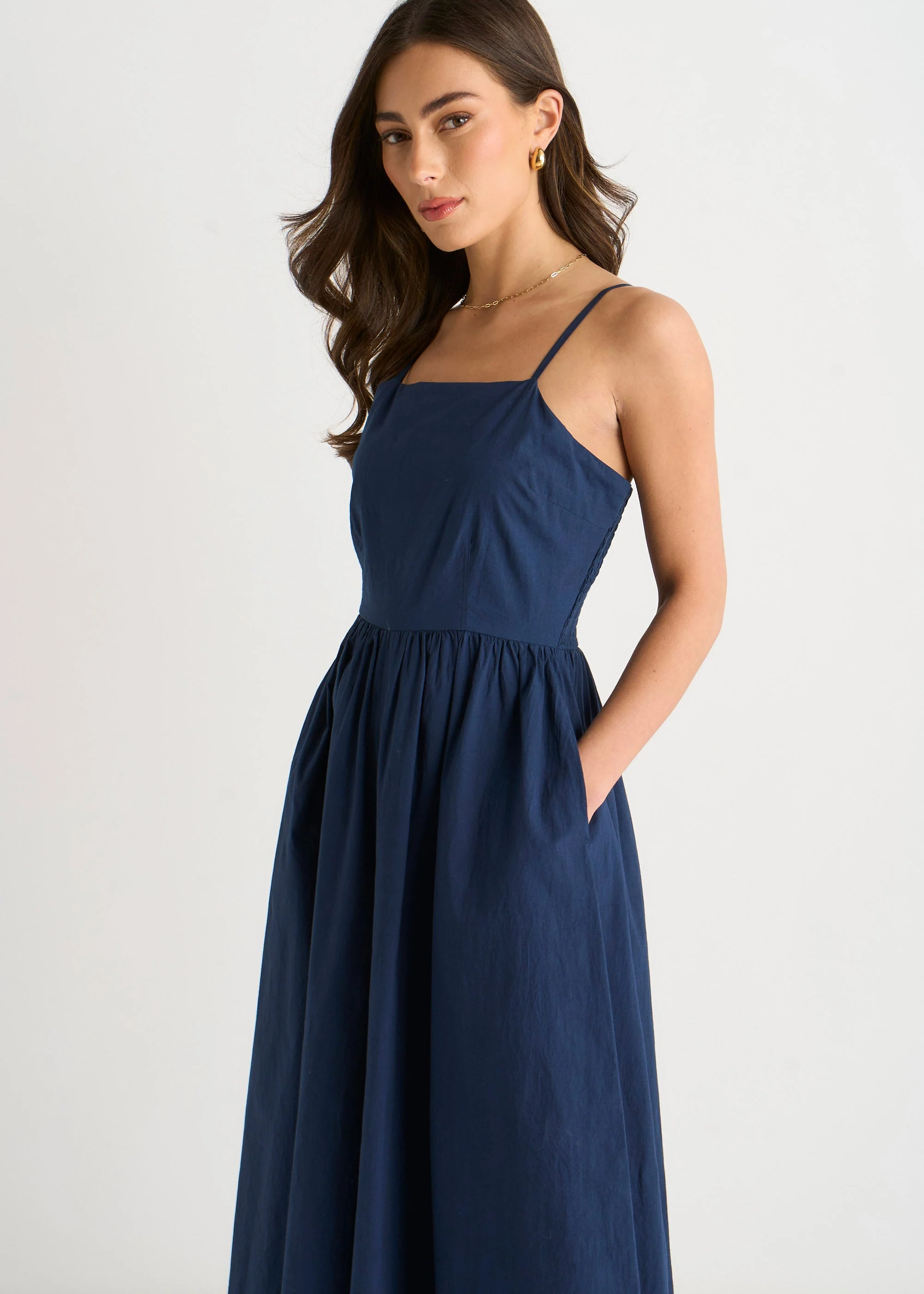 Navy Wide Leg Strappy Jumpsuit - Image 3