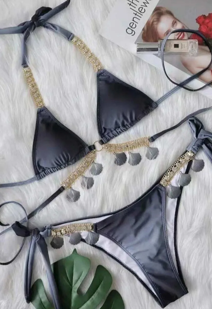 Nazz Black Ombre Tropicana Embellished Bikini Set - Image 3