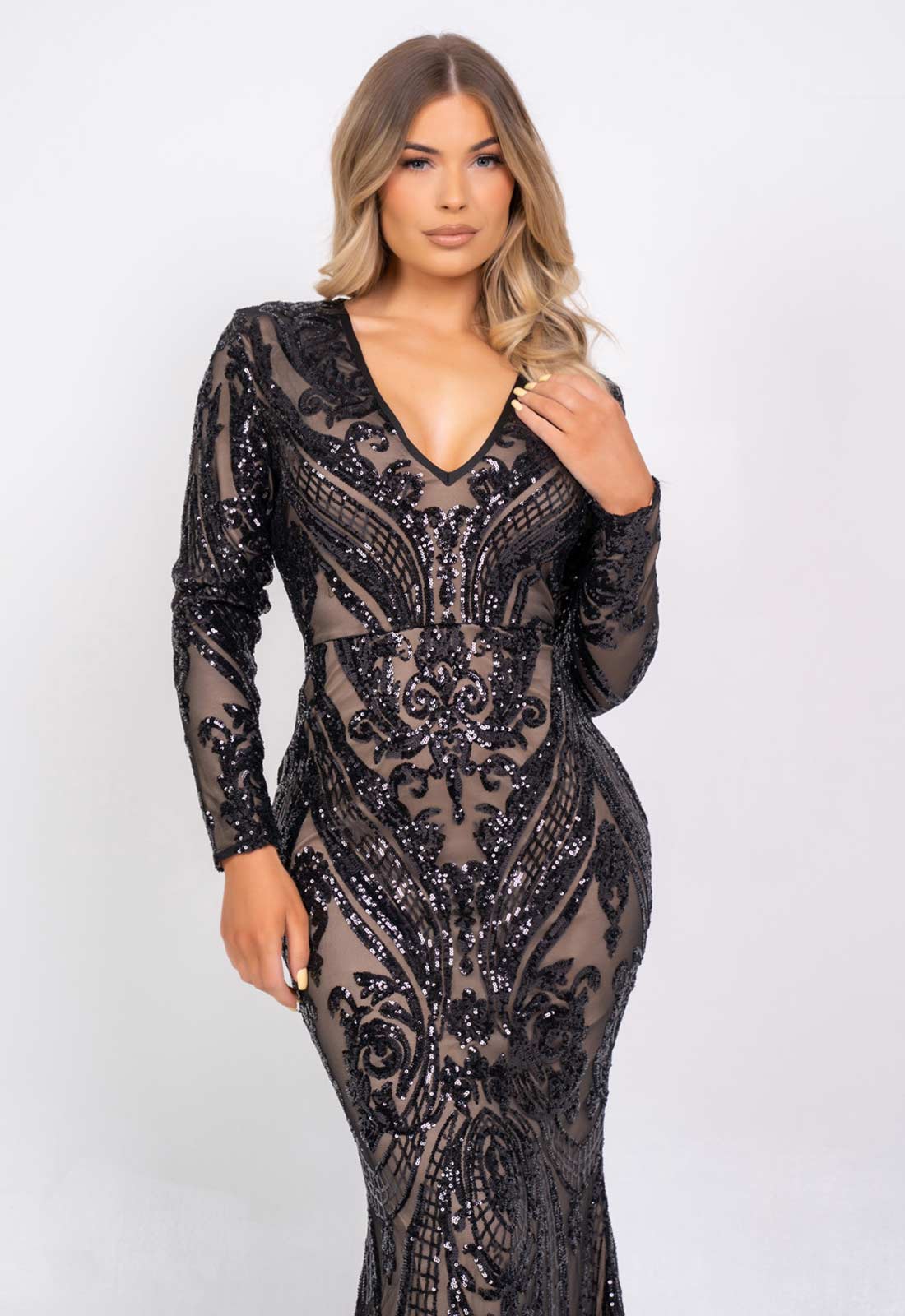 Nazz Collection Black Arabella Sequin Maxi Dress - Image 2