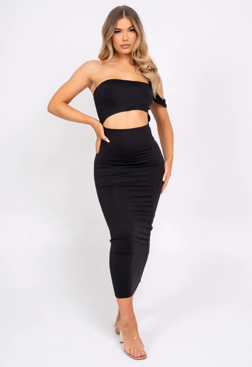 Nazz Collection Black Chantelle Midi Dress - Image 9