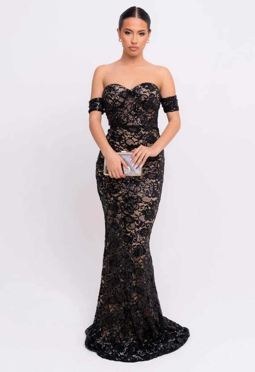Nazz Collection Black Daydreamer Lace Maxi Dress - Image 6