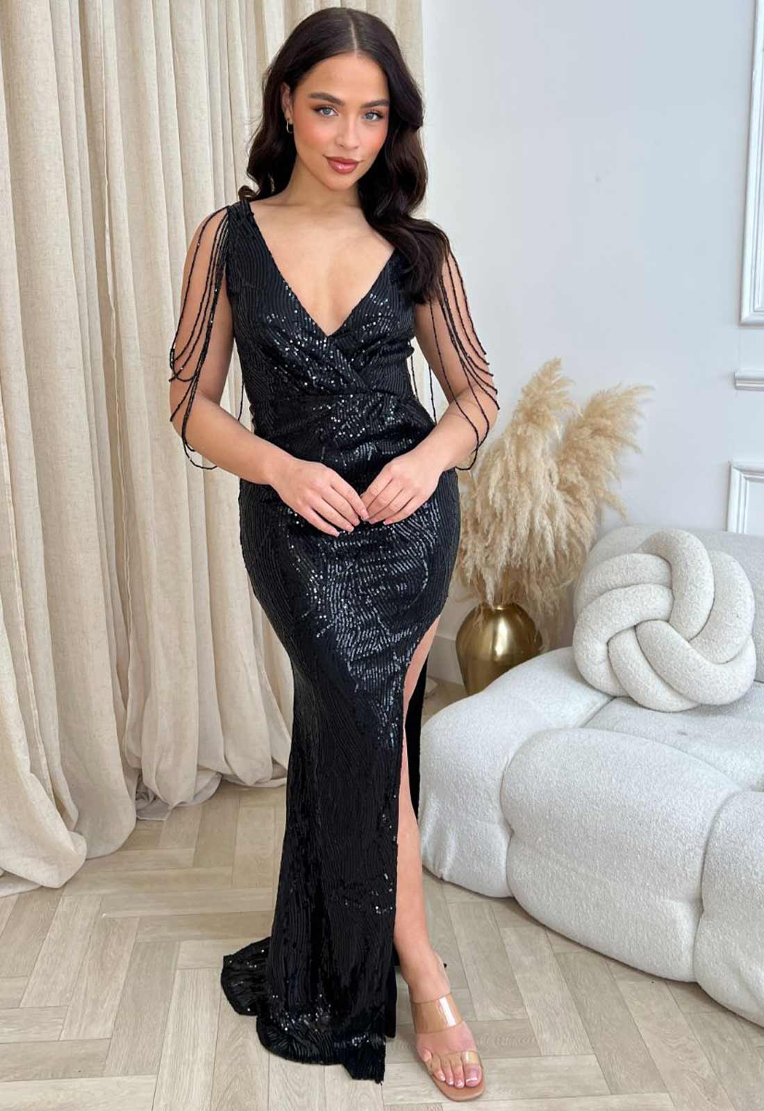 Nazz Collection Black Escala Sequin Dress - Image 5