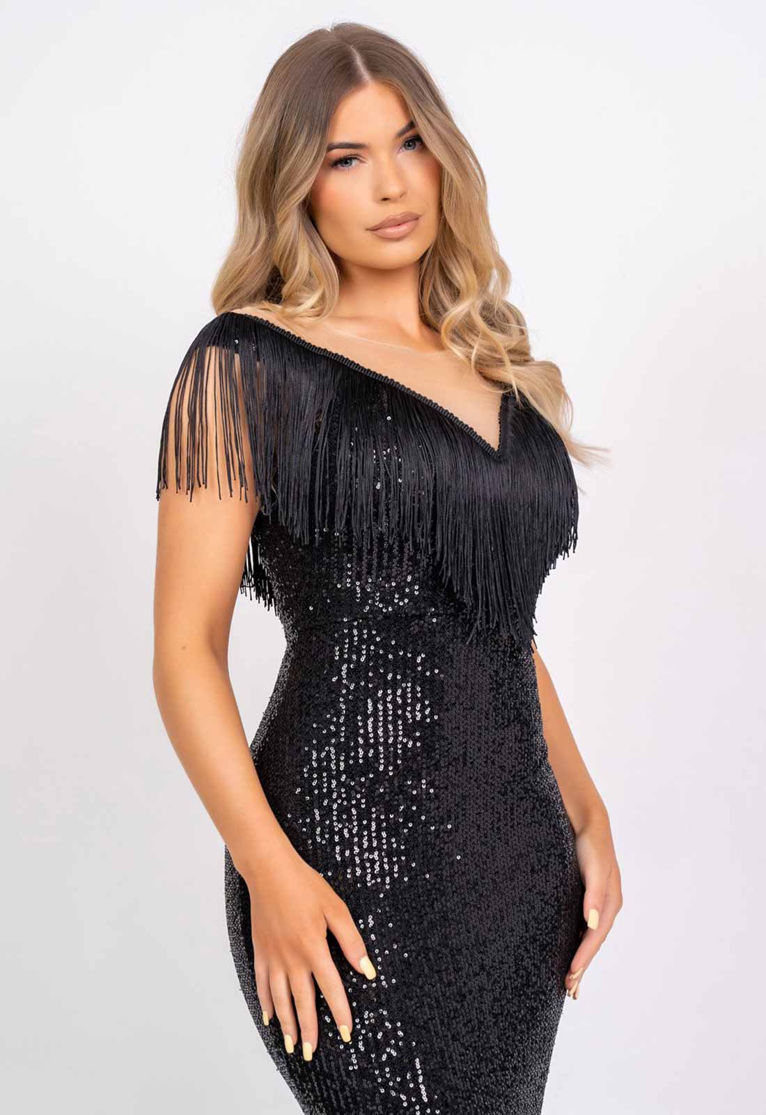 Nazz Collection Black Kendal Sequin Maxi Dress - Image 5