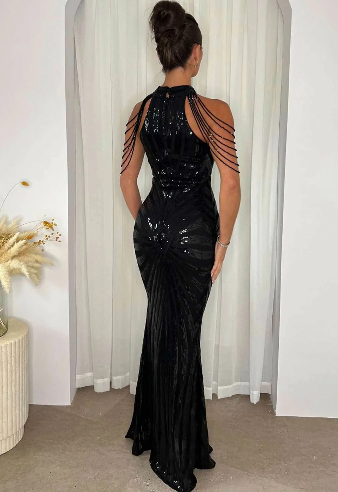 Nazz Collection Black Senseless Sequin Maxi Dress - Image 4