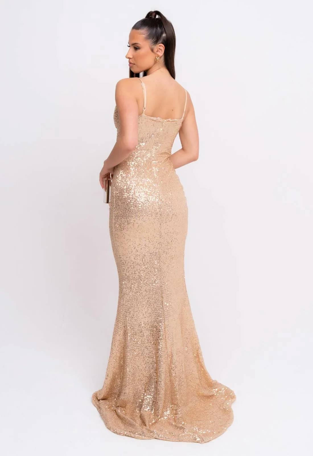 Nazz Collection Gold Majestic Sequin Maxi Dress - Image 7