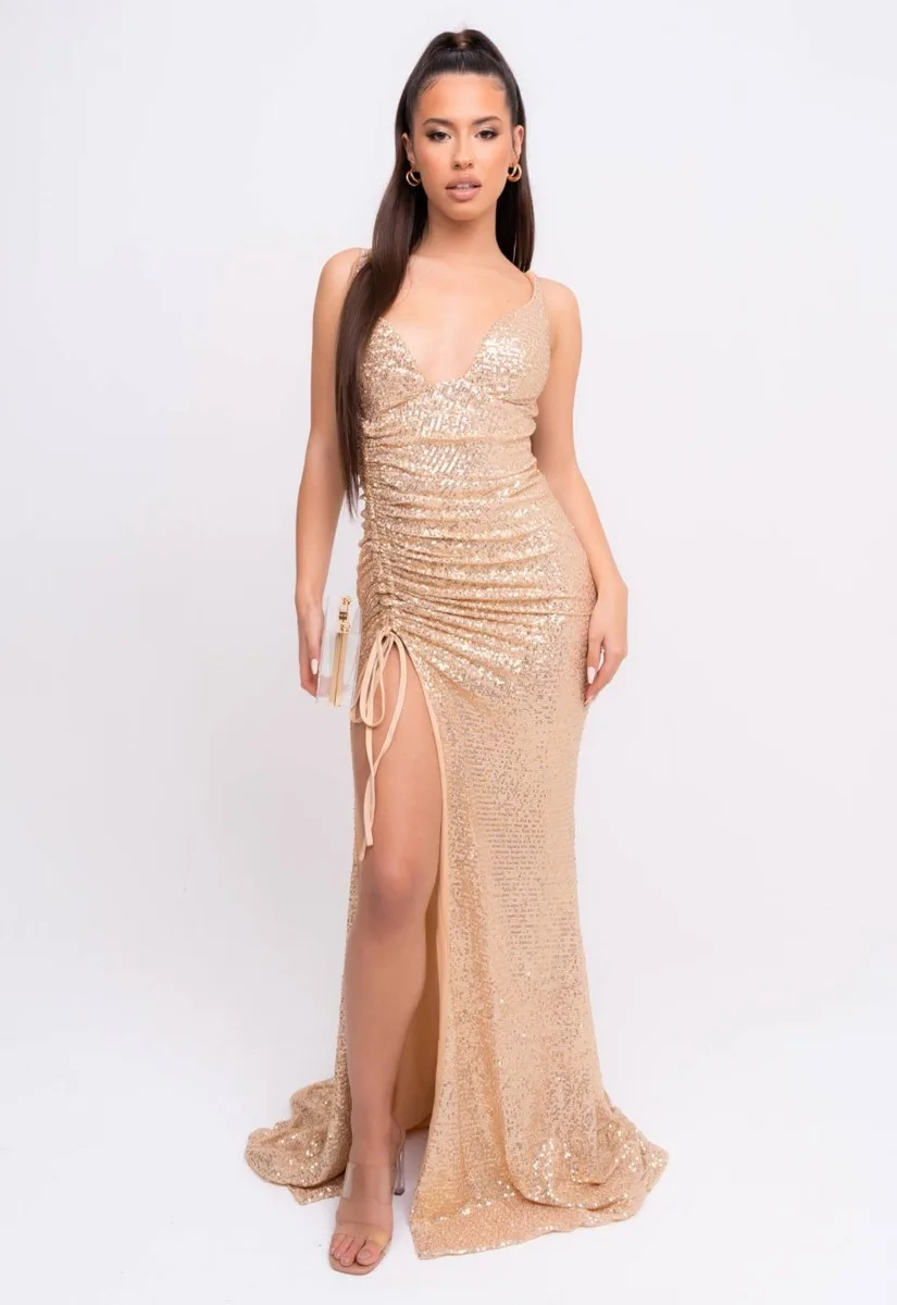 Nazz Collection Gold Majestic Sequin Maxi Dress - Image 8