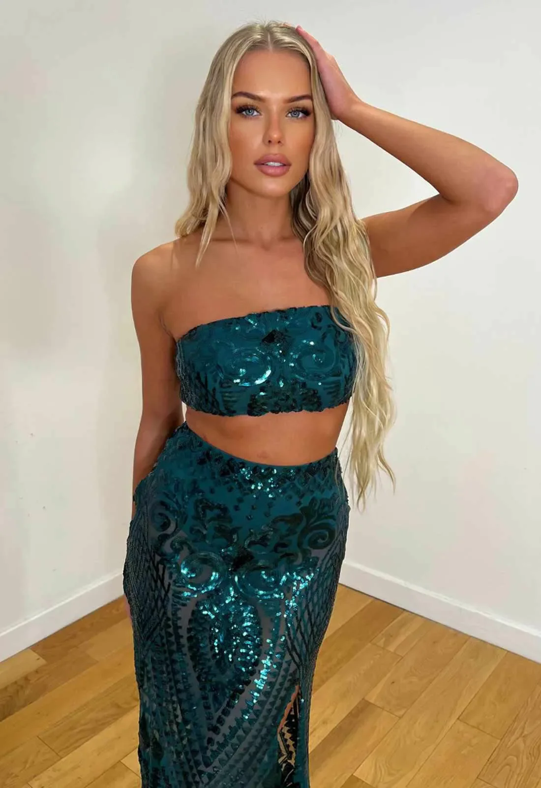 Nazz Collection Green Shakira Two Piece Party Set - Image 2