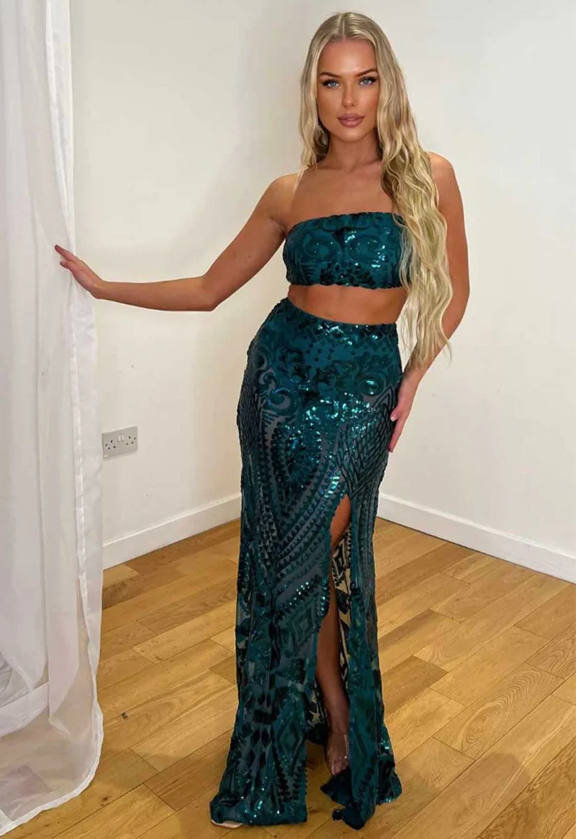 Nazz Collection Green Shakira Two Piece Party Set - Image 6