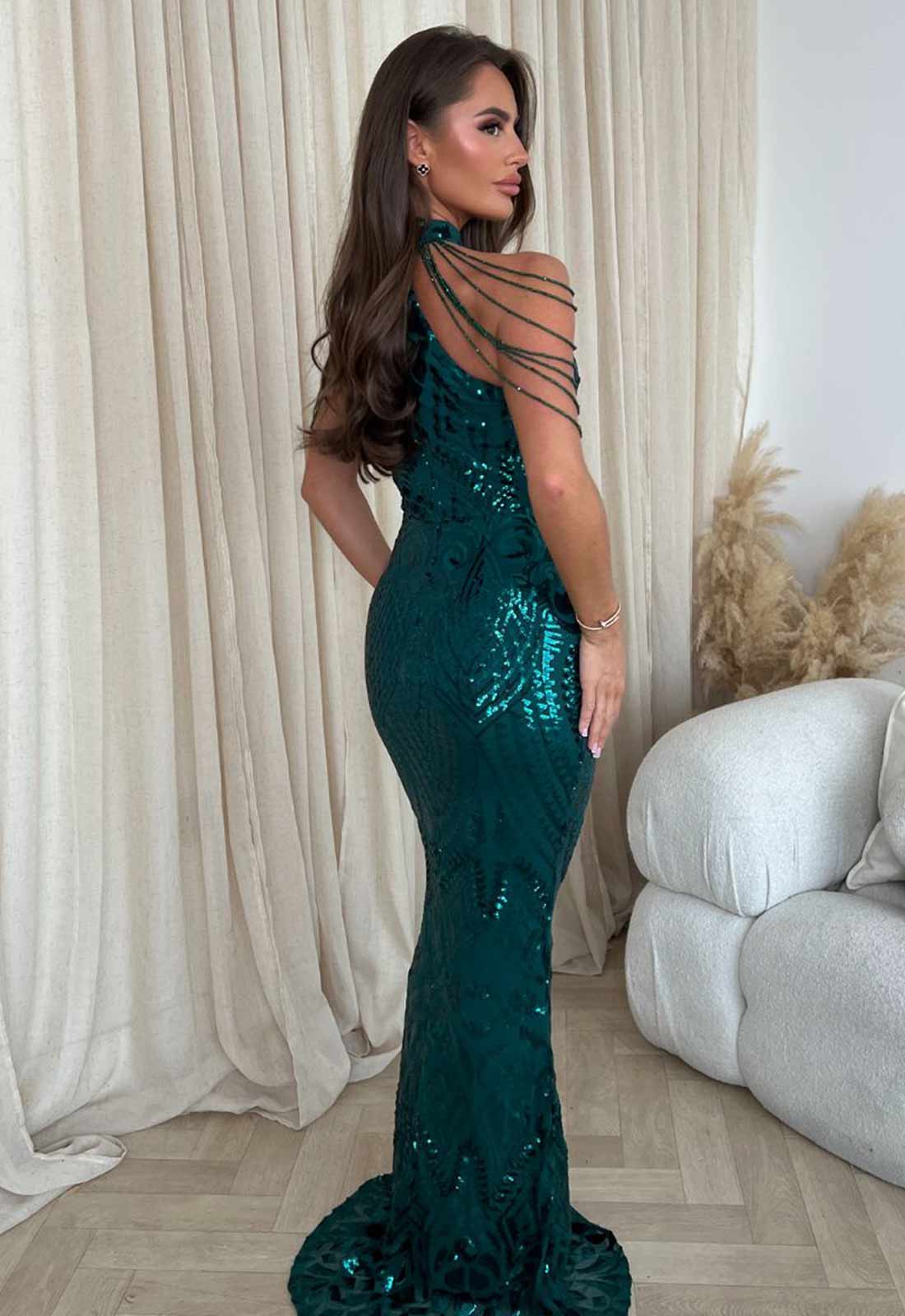 Nazz Collection Green Starstruck Fishtail Gown - Image 3