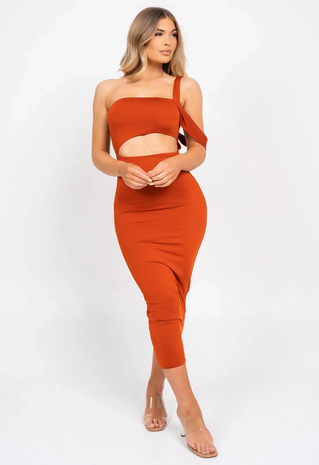 Nazz Collection Orange Chantelle Bodycon Dress