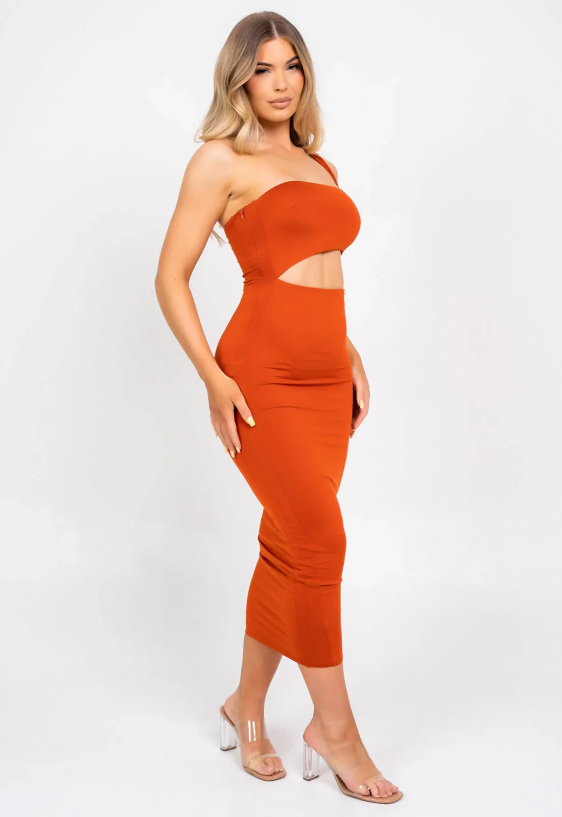 Nazz Collection Orange Chantelle Bodycon Dress - Image 5