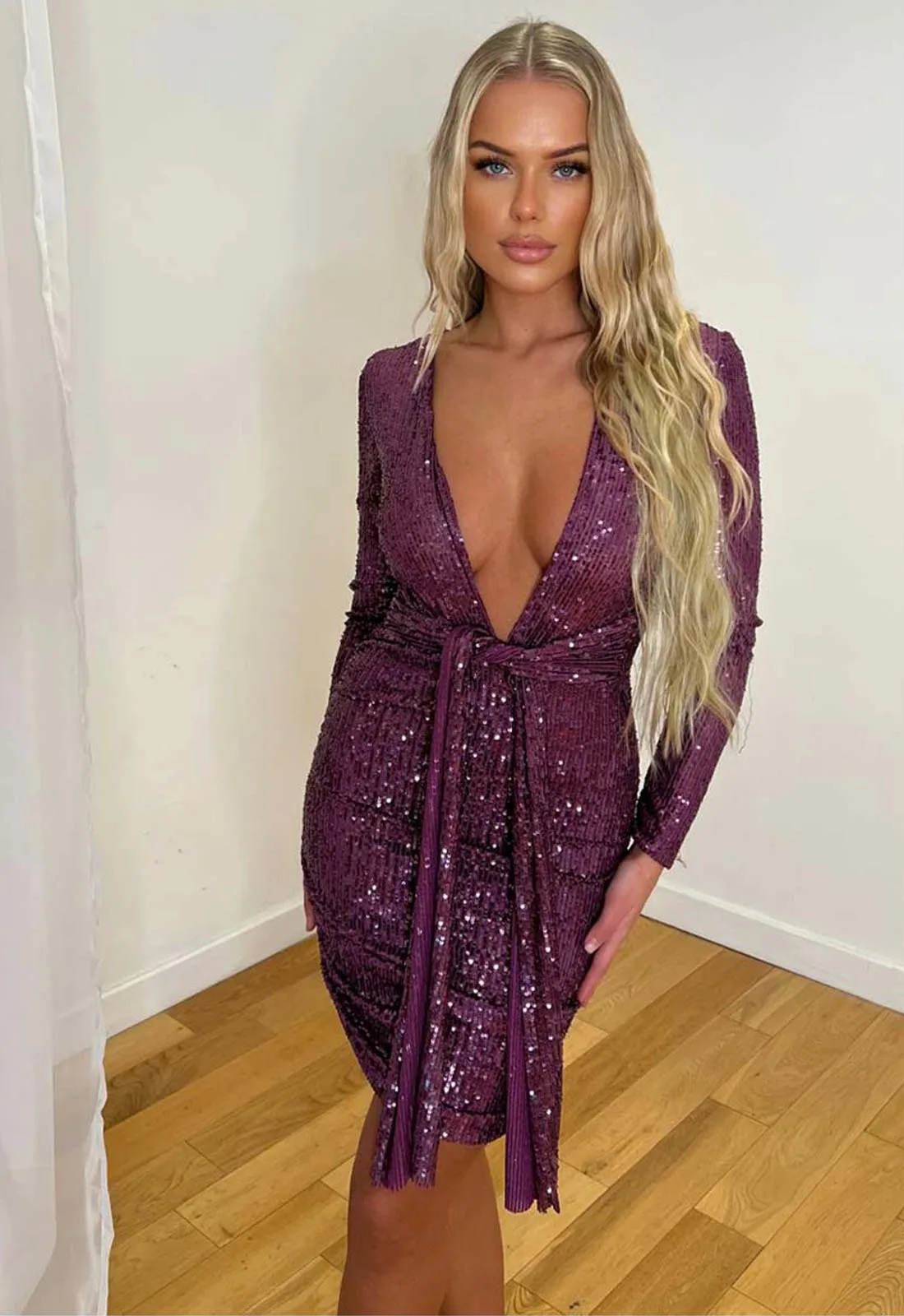 Nazz Collection Purple Molly Sequin Party Dress