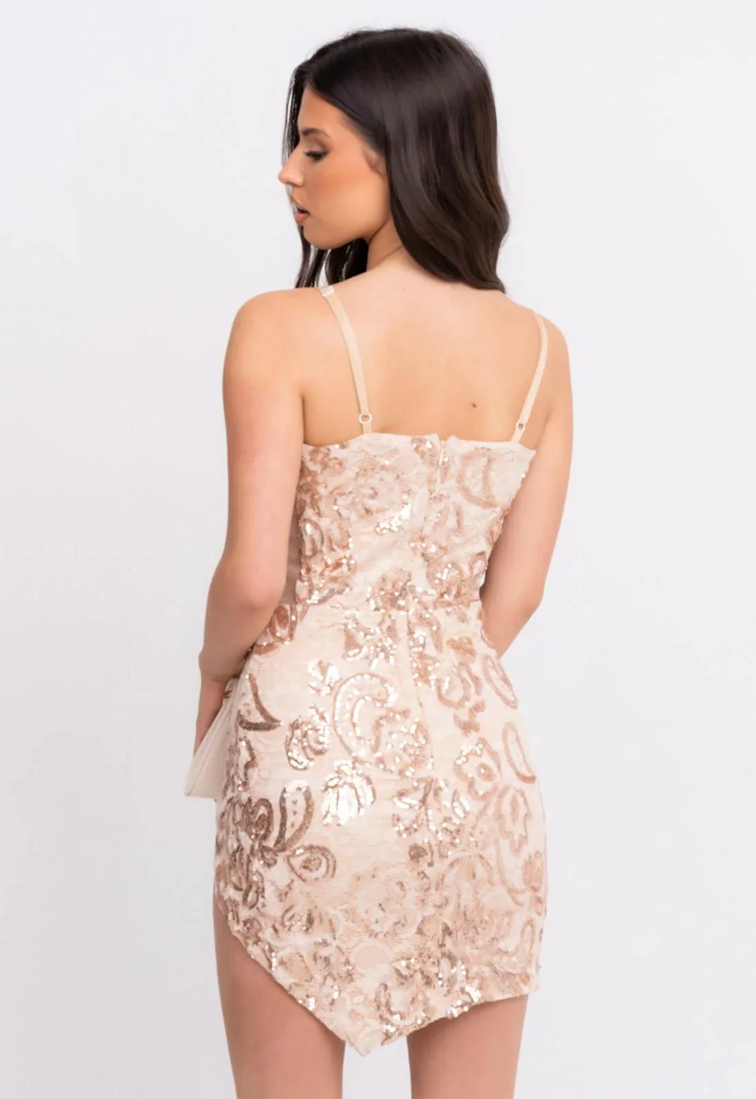 Nazz Collection Rose Gold Cupid Lace Mini Dress - Image 3