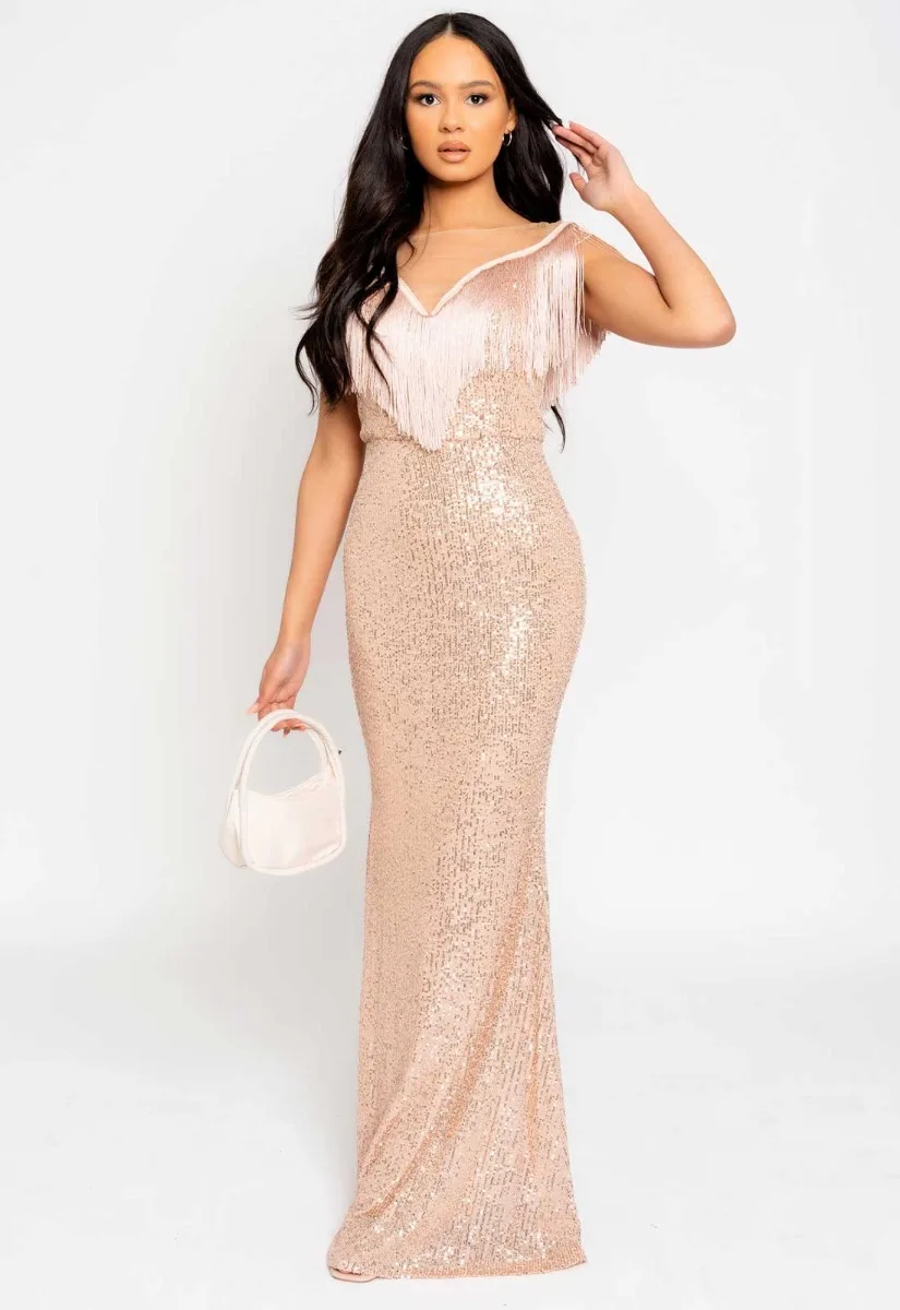 Nazz Collection Rose Gold Kendal Sequin Maxi Dress - Image 10