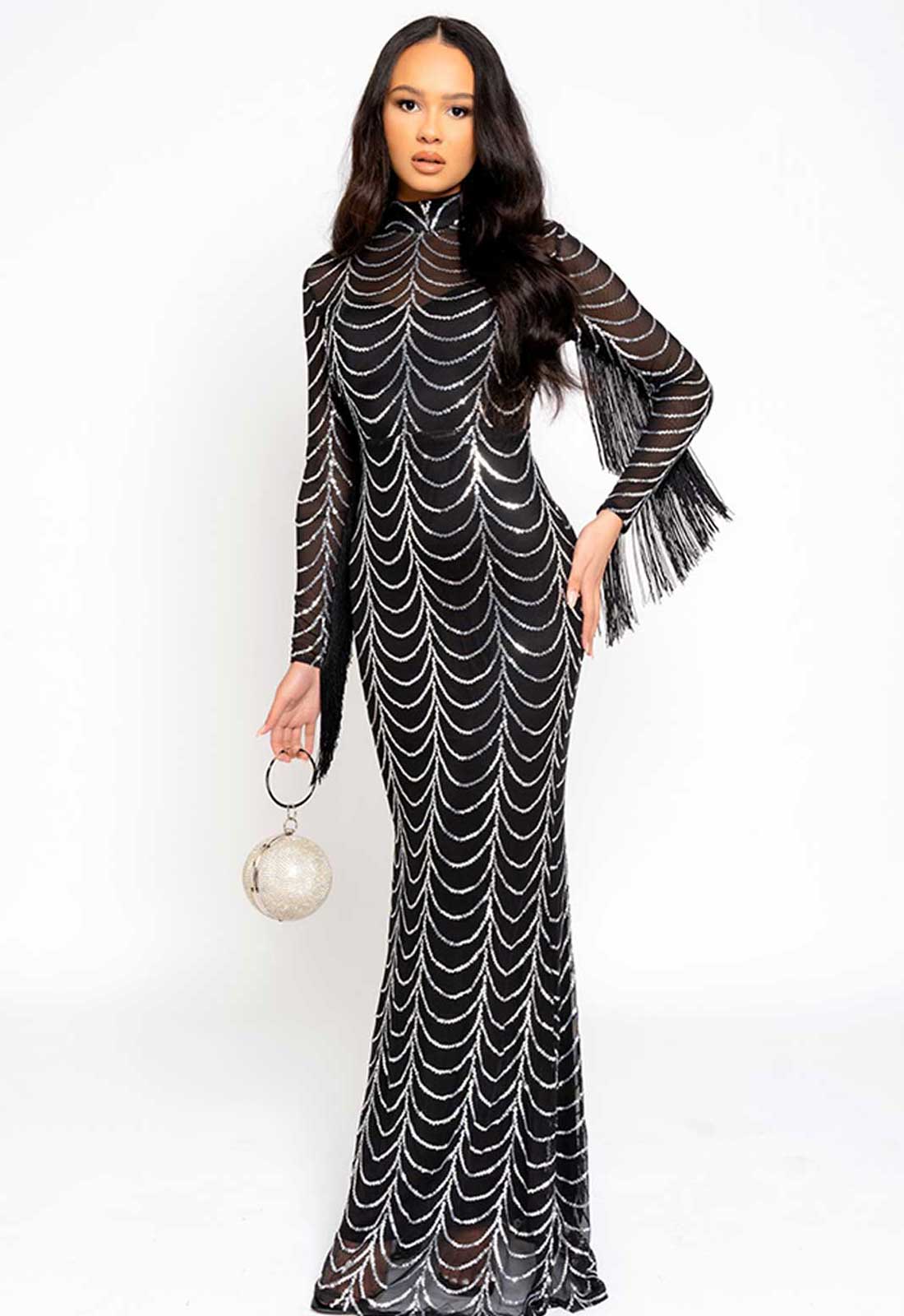 Nazz Collection Silver Hypnotic Maxi Dress - Image 4