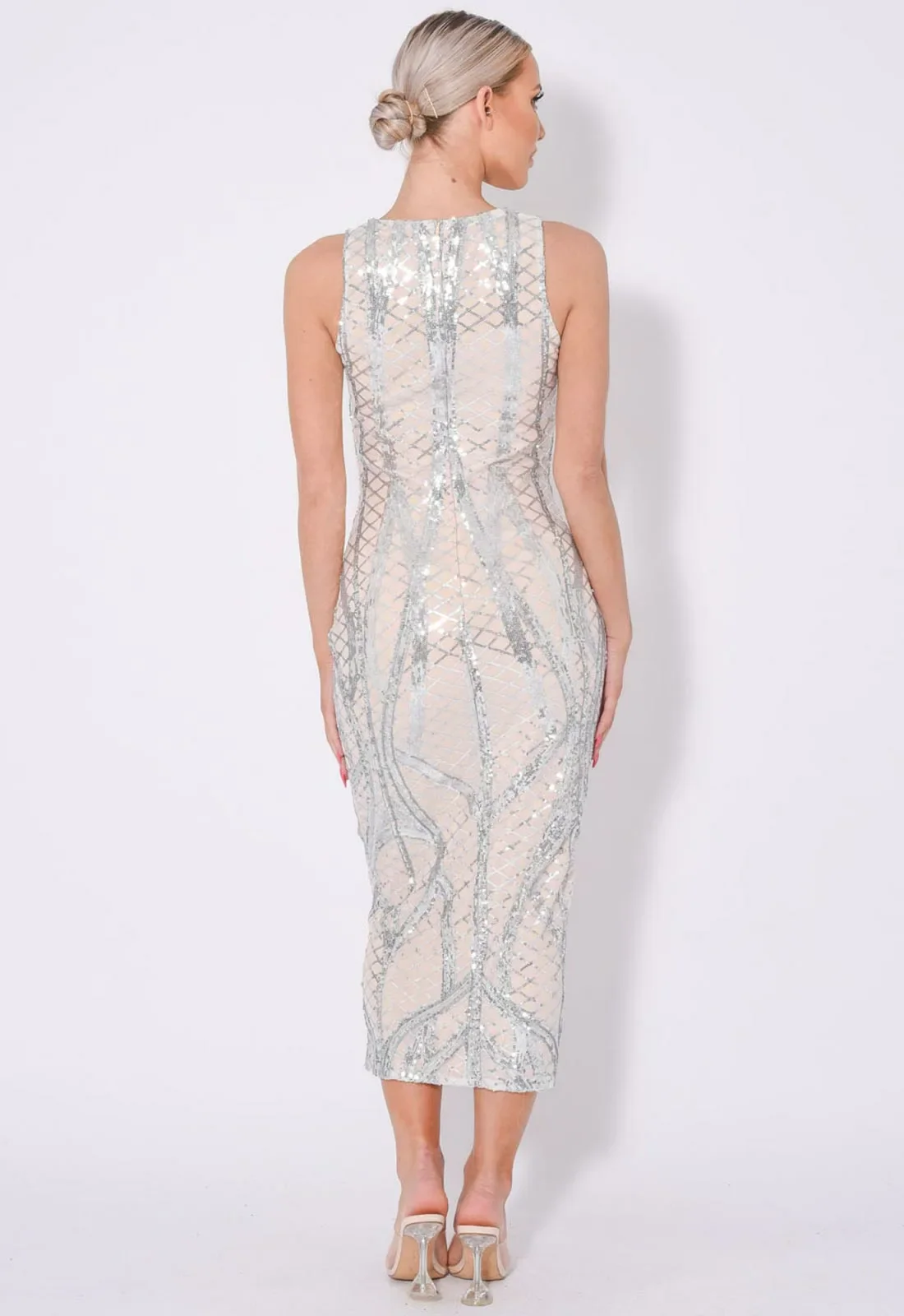 NAZZ Collection Silver Mia Midi Dress - Image 3