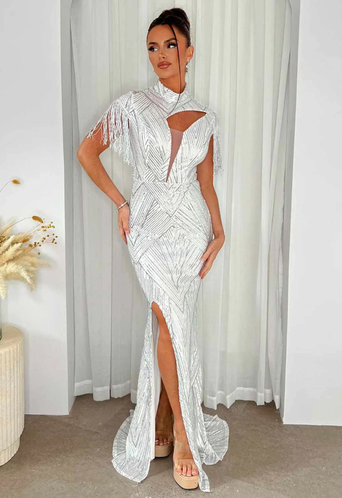 Nazz Collection Silver Runway Party Dress - Image 2