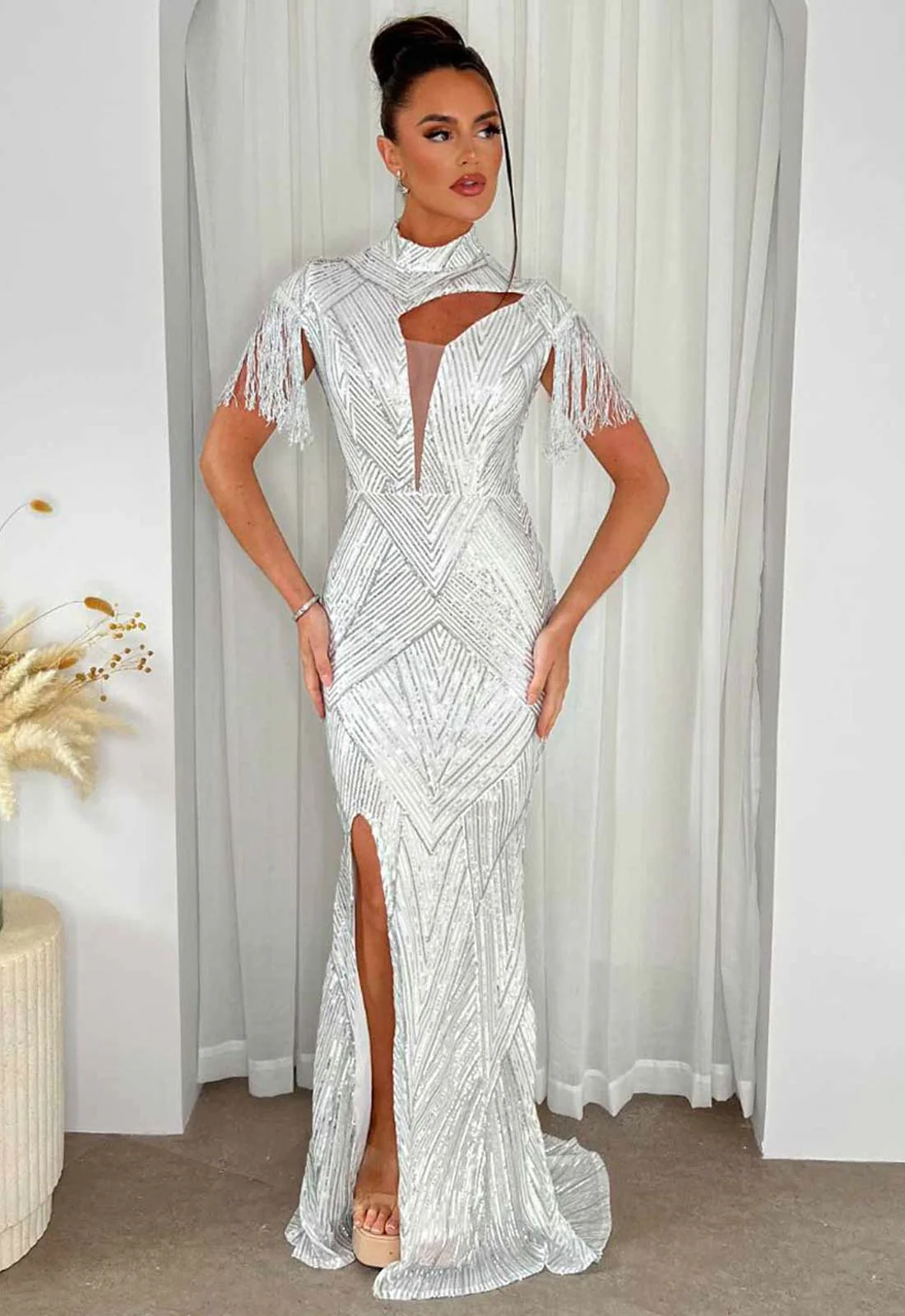 Nazz Collection Silver Runway Party Dress - Image 3