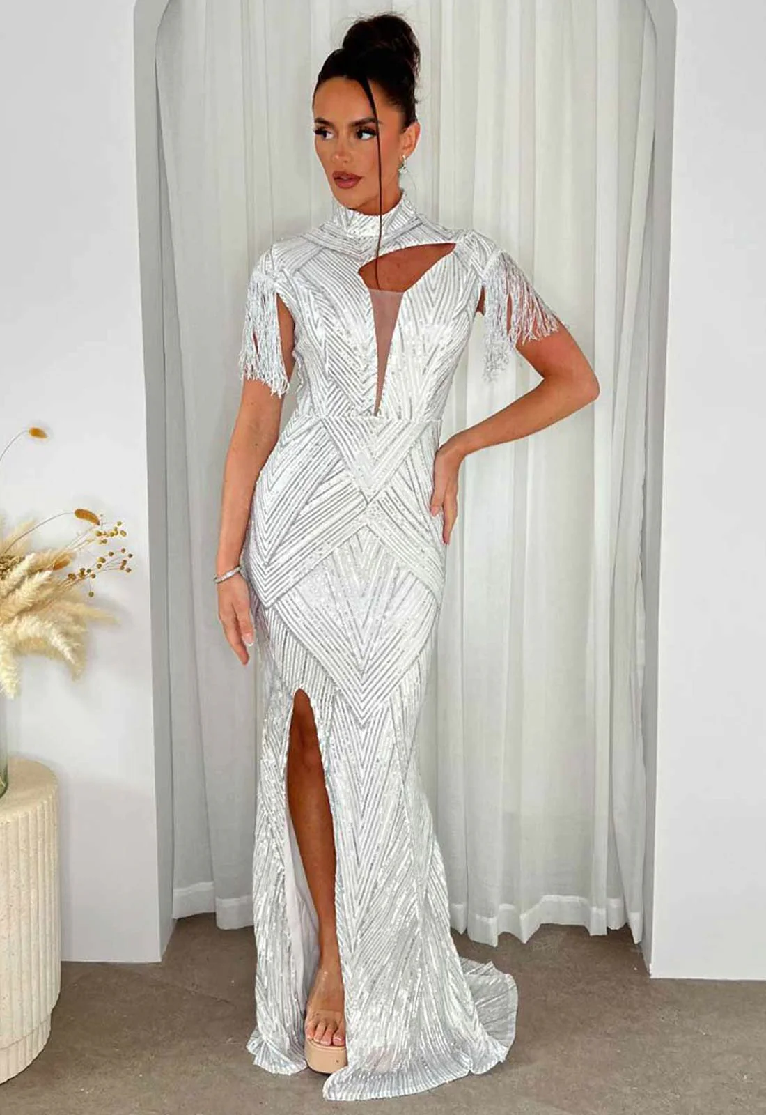 Nazz Collection Silver Runway Party Dress - Image 4