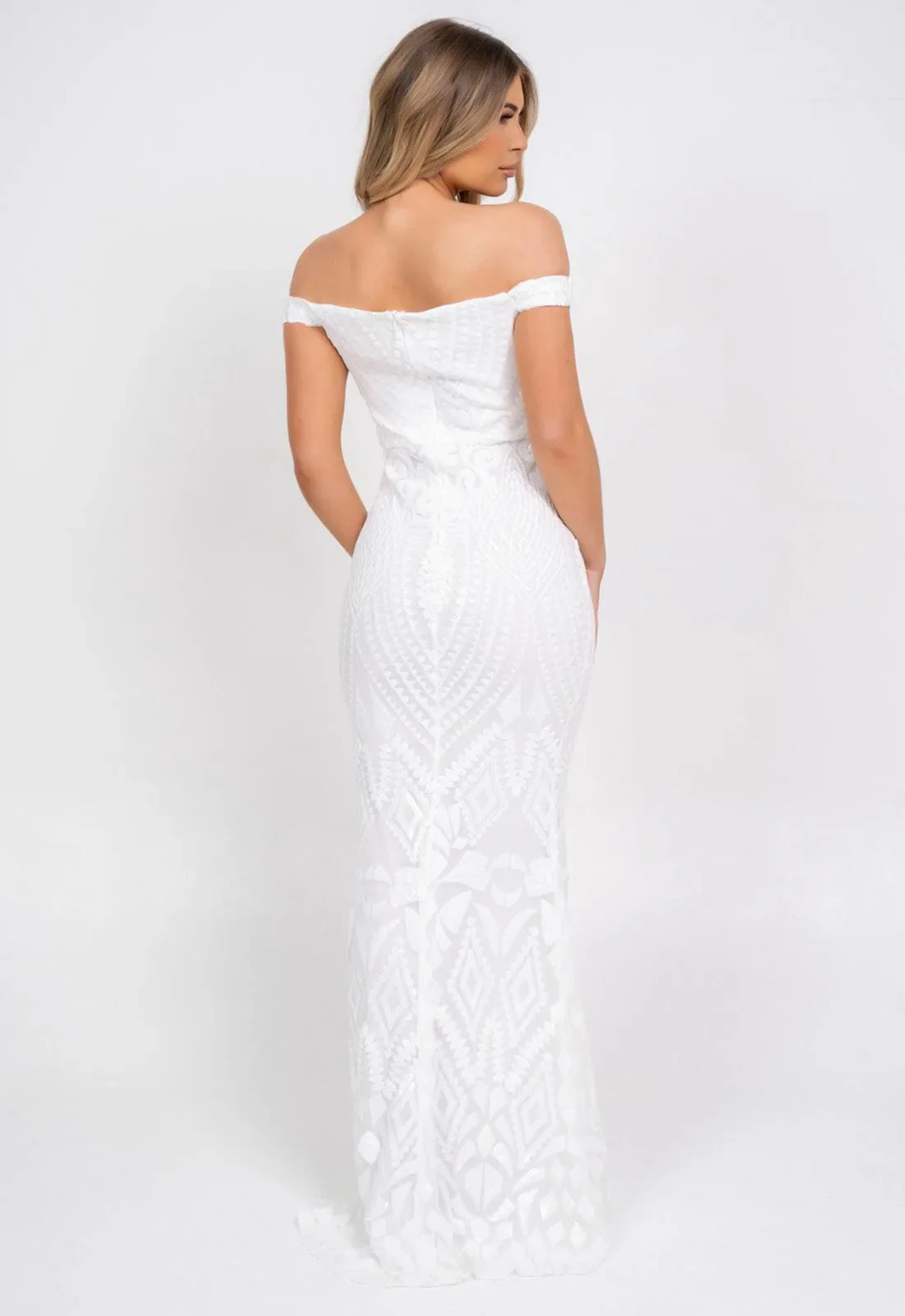 Nazz Collection White Angelika Sequin Maxi Dress - Image 2