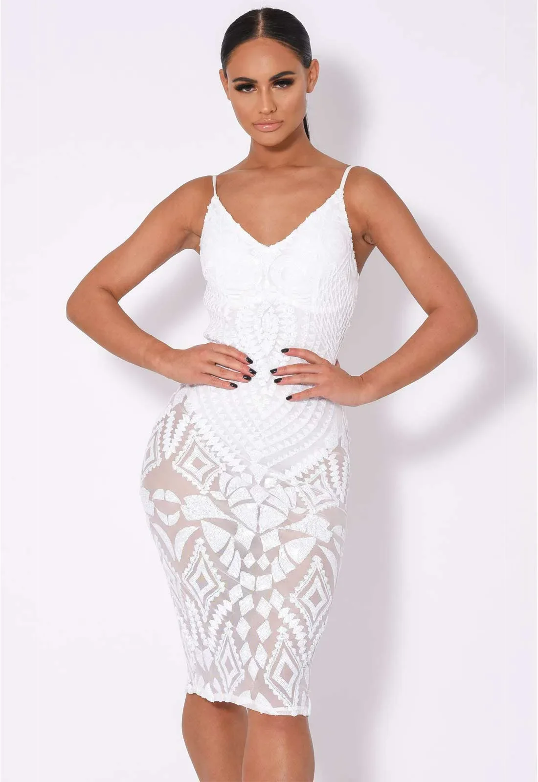 Nazz Collection White Body On Me Midi Dress
