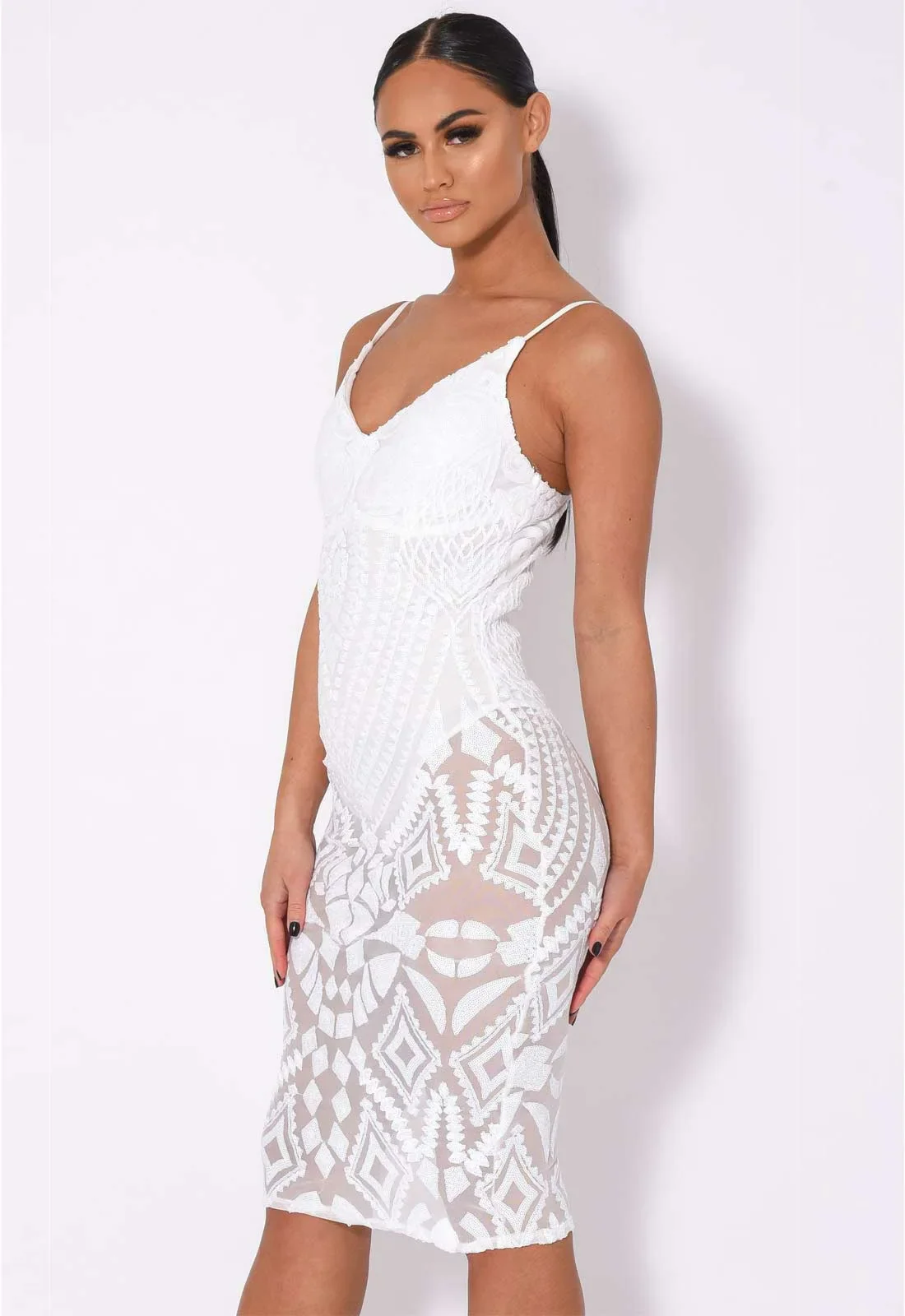 Nazz Collection White Body On Me Midi Dress - Image 3