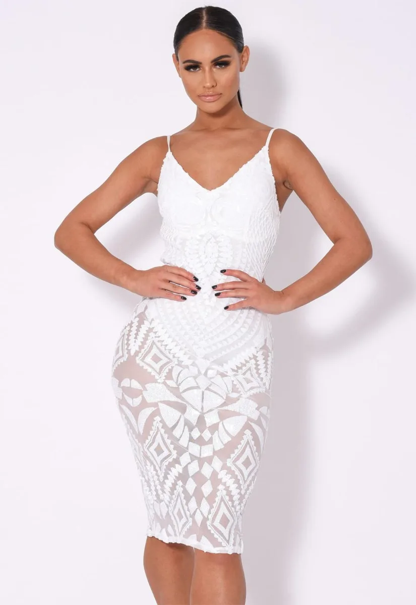 Nazz Collection White Body On Me Midi Dress - Image 8
