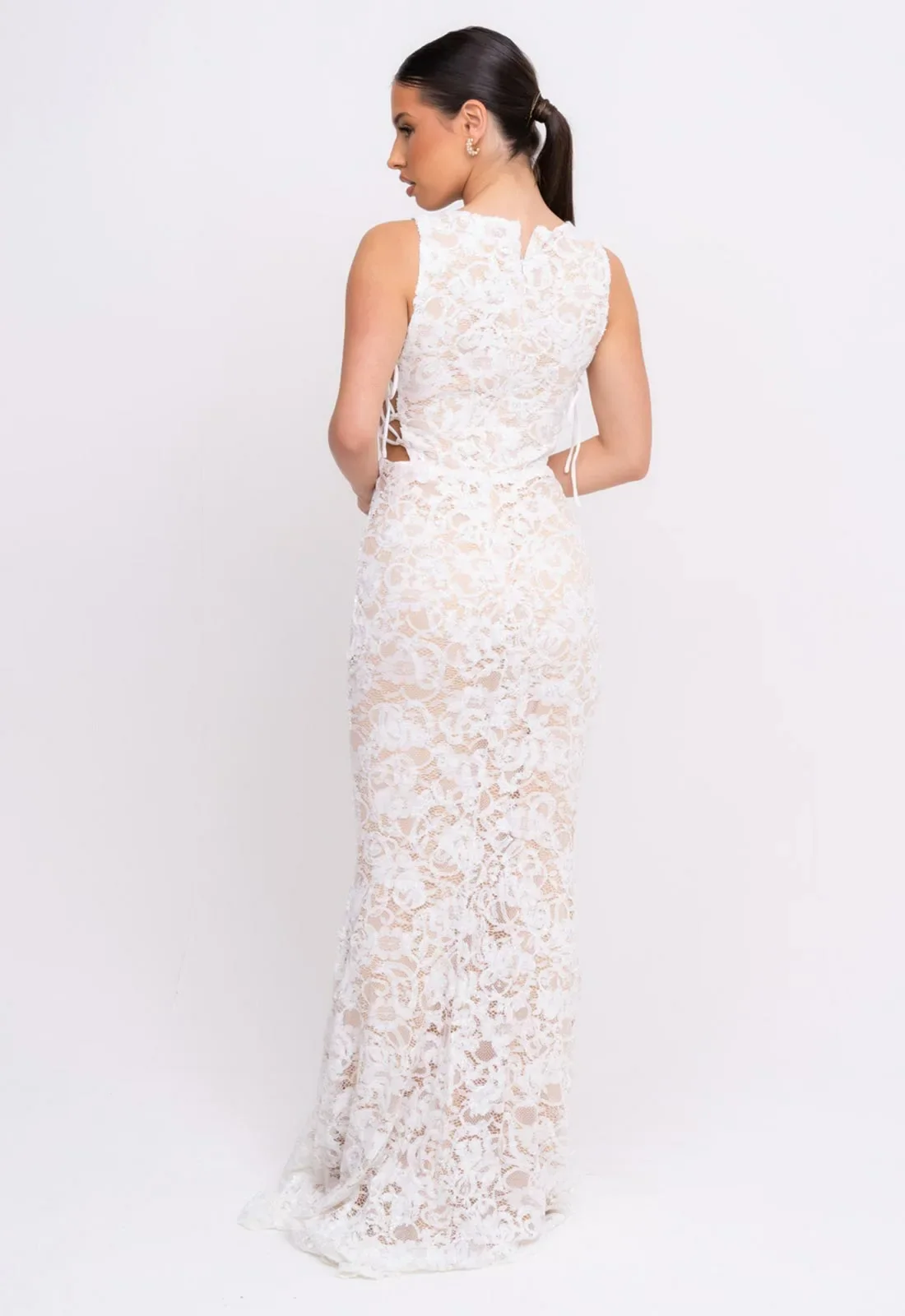 Nazz Collection White Flora Lace Maxi Dress - Image 3