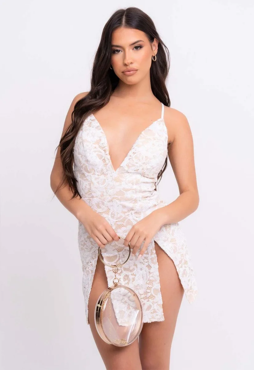 Nazz Collection White Invite Only Lace Mini Dress - Image 10