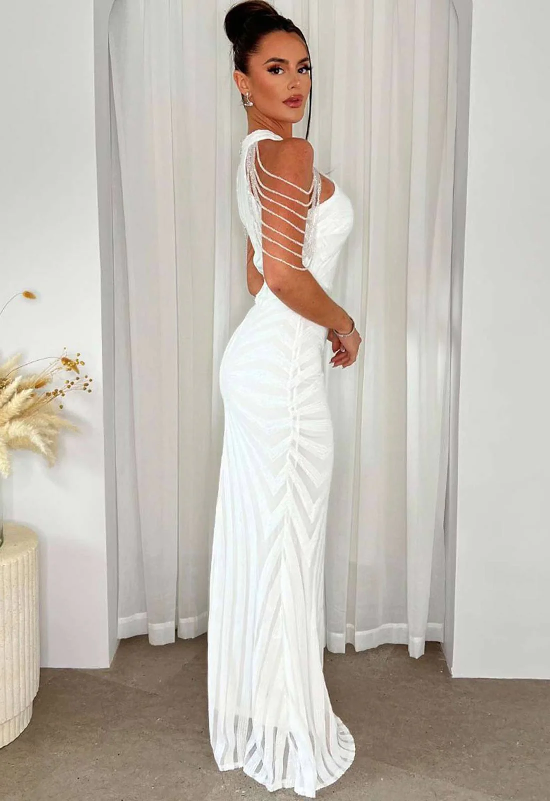 Nazz Collection White Senseless Sequin Maxi Dress - Image 2