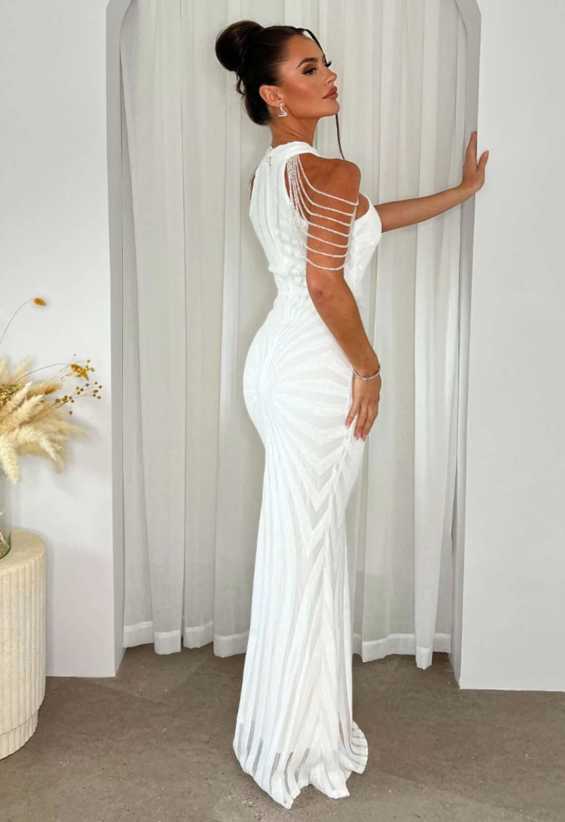 Nazz Collection White Senseless Sequin Maxi Dress - Image 6