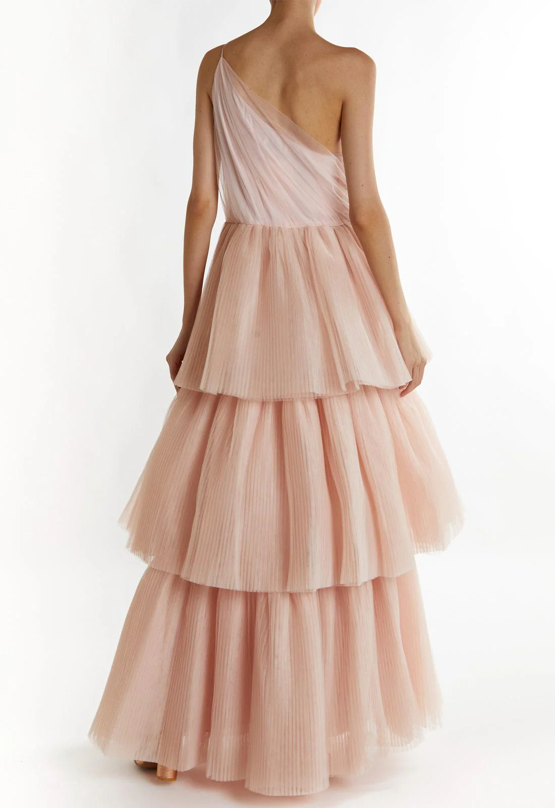 True Decadence Peach Liana Asymmetric Tiered  Maxi Dress - Image 4