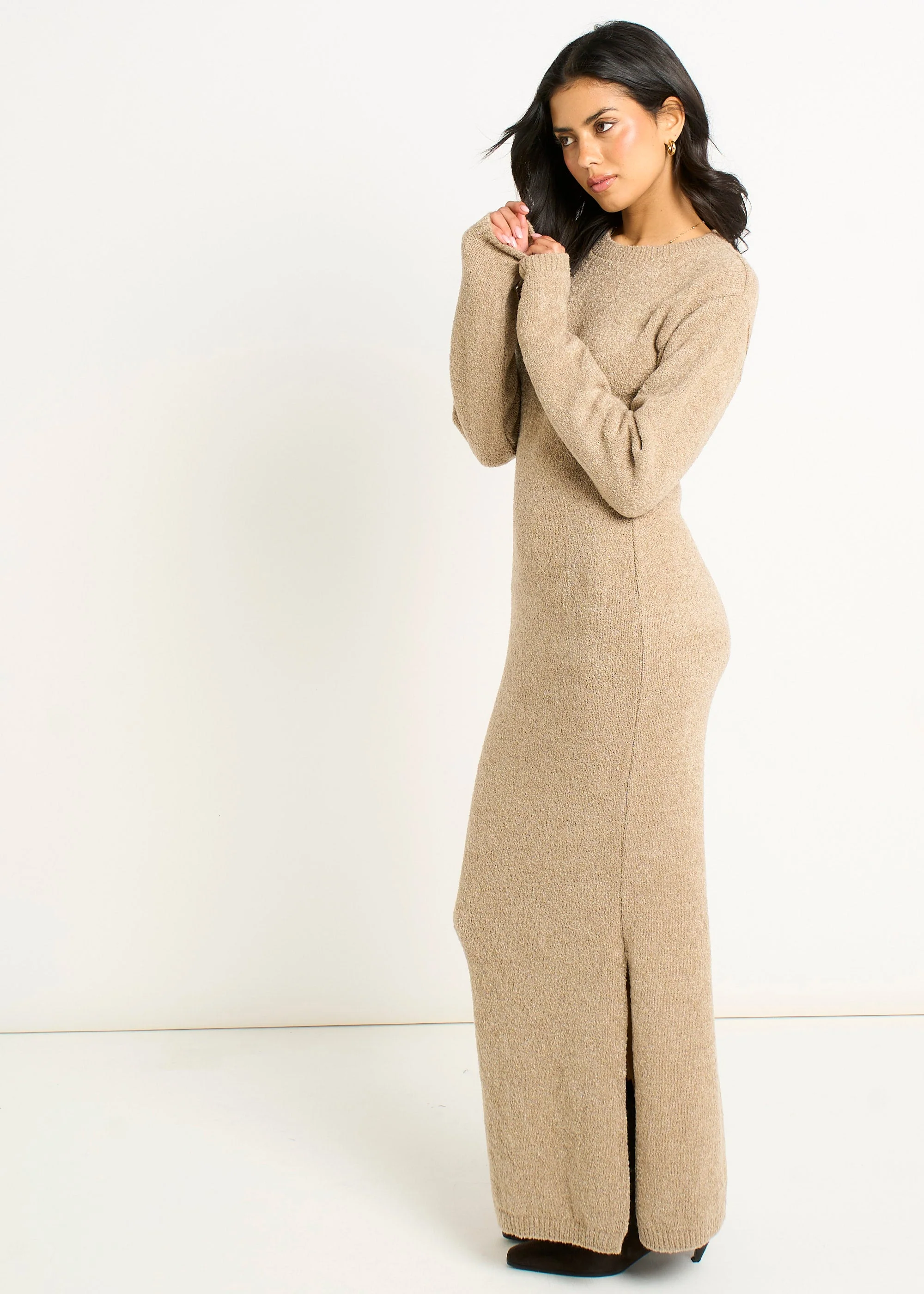 Gini London Oatmeal Jumper Dress - Image 4
