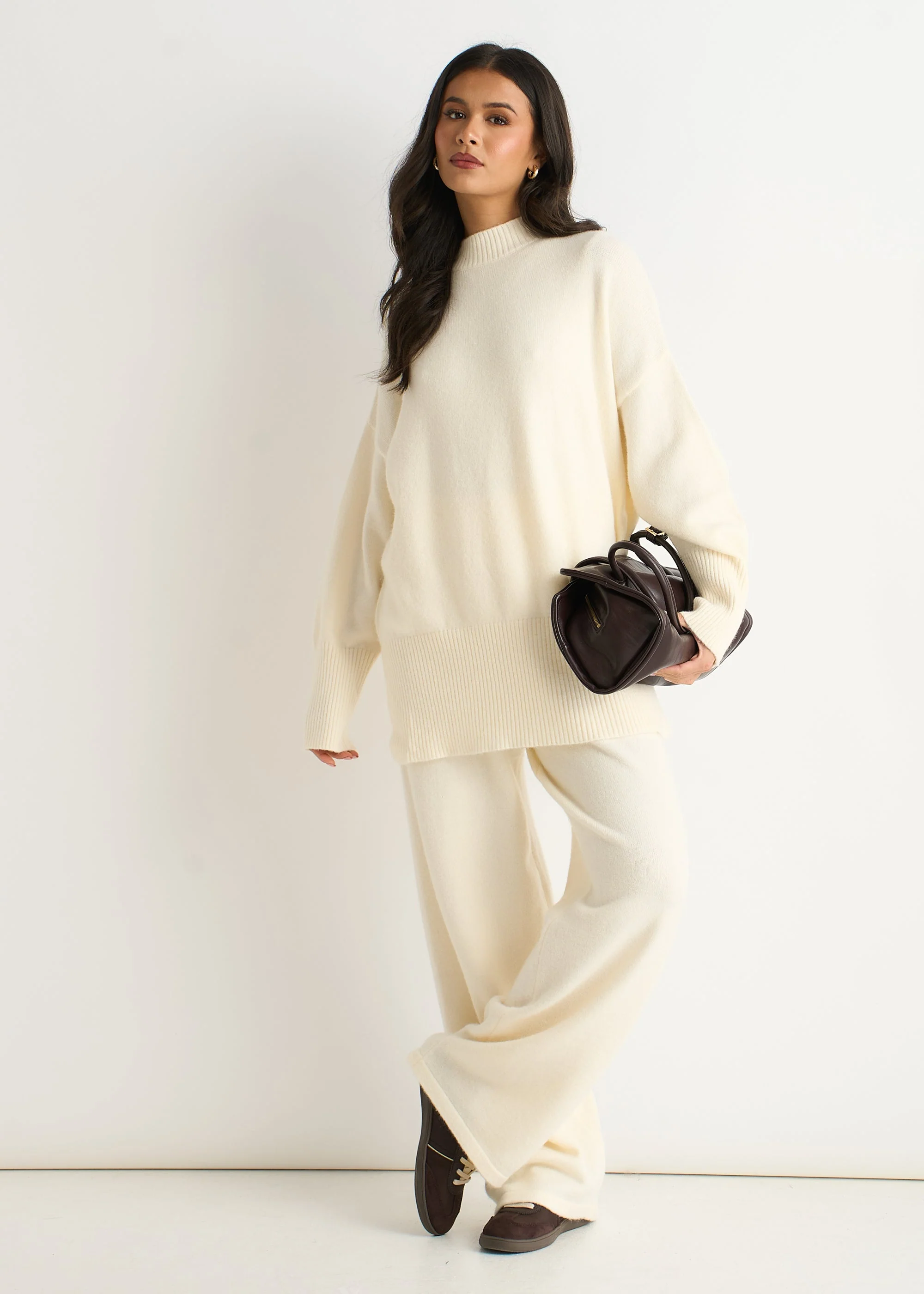 Off White Turtle Neck Oversized Knitted Jumper - Image 2