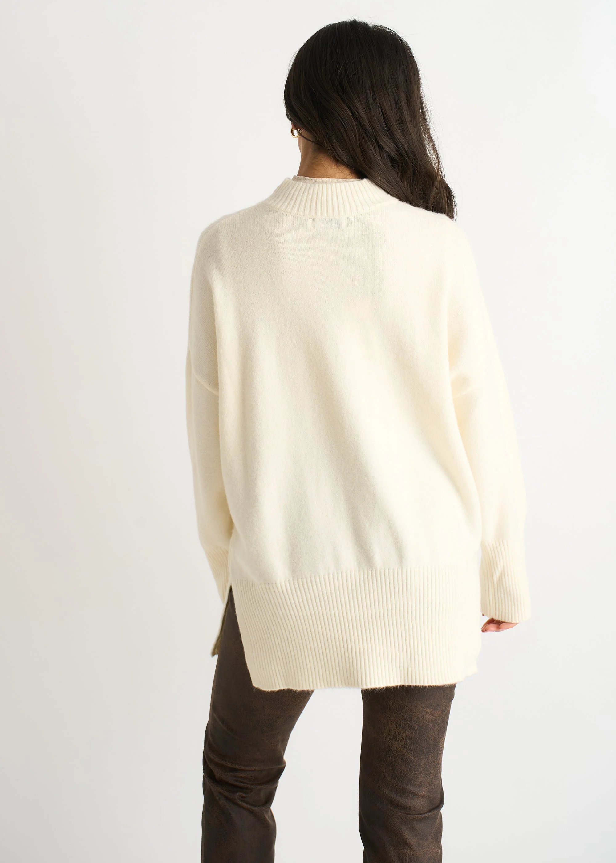 Off White Turtle Neck Oversized Knitted Jumper - Image 3