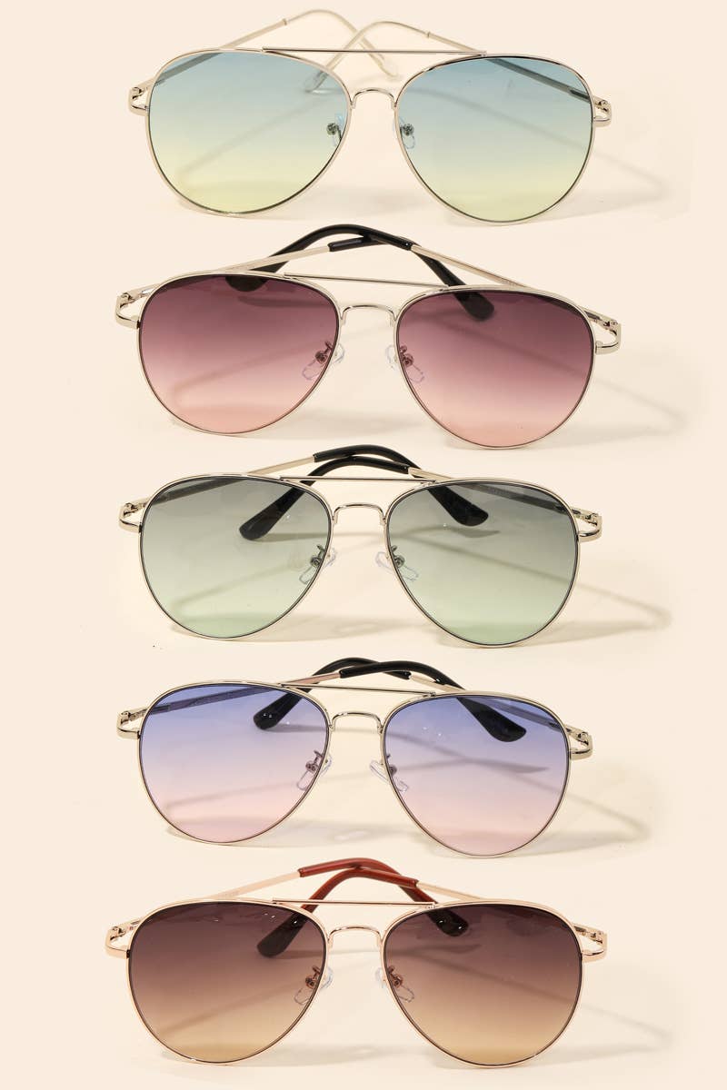 Oversized Double Bridge Fashion Aviator Sunglasses: MULTI - Image 2
