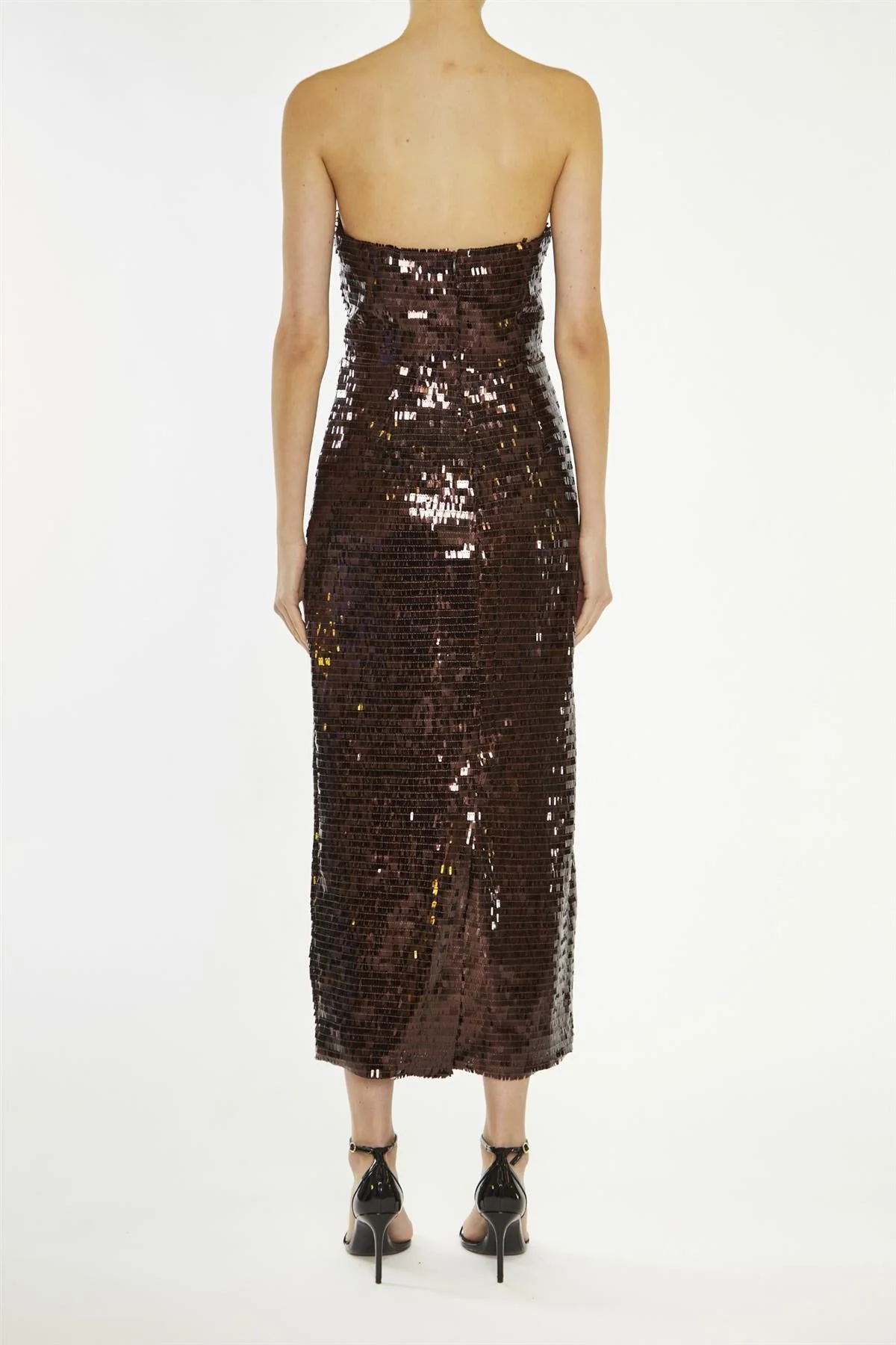 True Decadence Chocolate-Sequin Paris Bandeau Tailored Midaxi Dress - Image 2